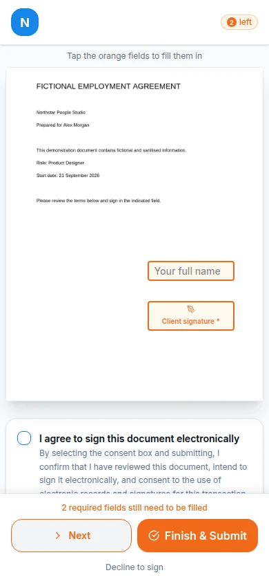 Mobile recipient signature experience