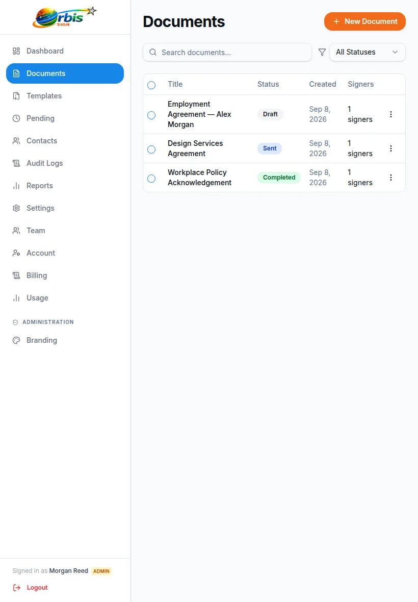 Tablet view of document management